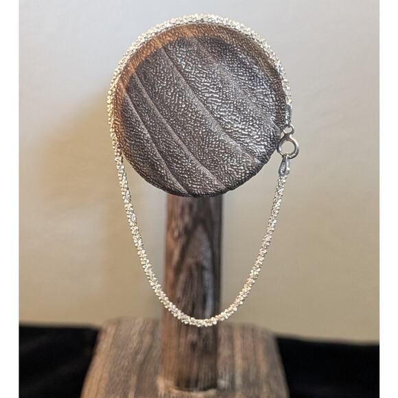 Solid 925 Silver Sparkle D/C Cut Margarita Box Rope 2mm Chain Bracelet - Picture 2 of 6